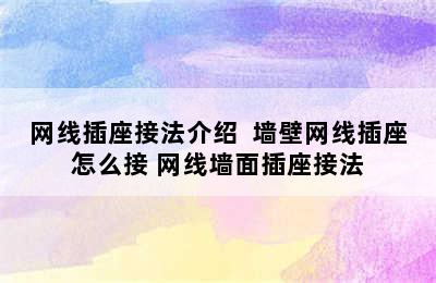 网线插座接法介绍  墙壁网线插座怎么接 网线墙面插座接法